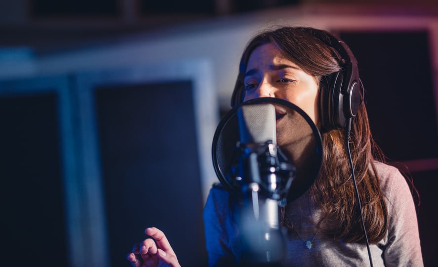 Woman Recording a Song 